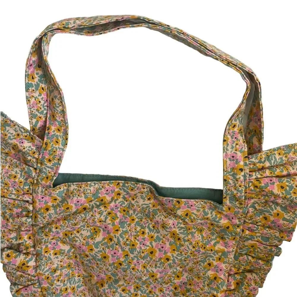 Target‎ Girls Hobo Bag Pastel Floral Print Ruffle Cloth Snap Closure Cottage Y2K